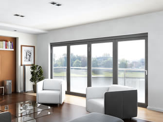 4 panel external bi-fold doors in modern sitting room
